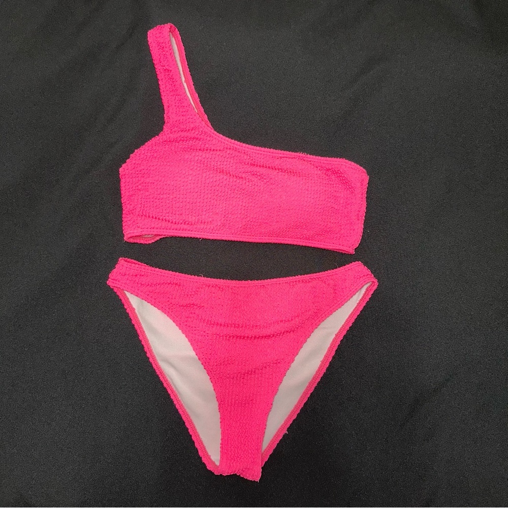 SHEIN bikini size medium hot pink one shoulder‎ swim suit